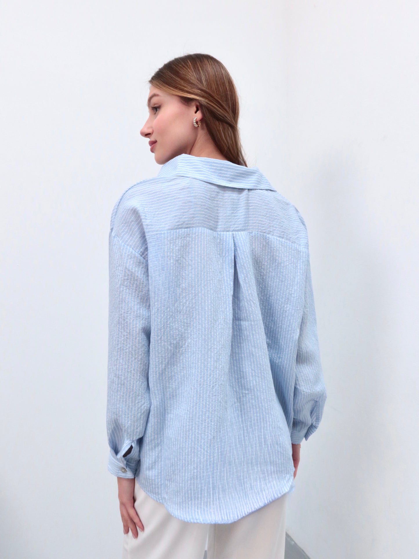 Mavi çizgili premium gömlek