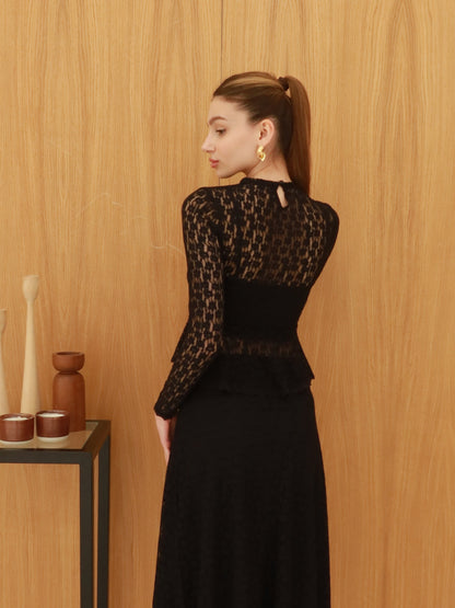 Siyah Astarlı dantel bluz