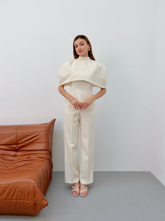 Krem Pelerinli 3’lü takım