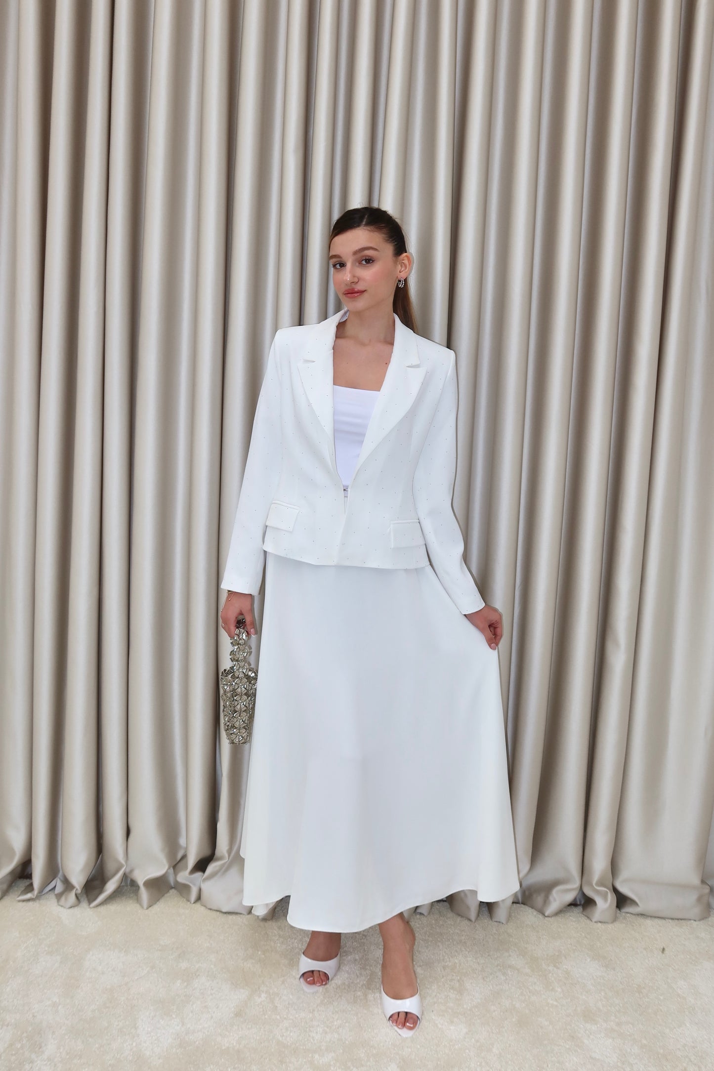 Taşlı ceket etek takım