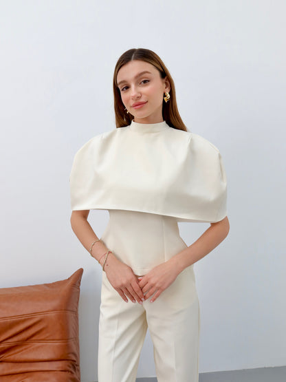 Krem Pelerinli 3’lü takım