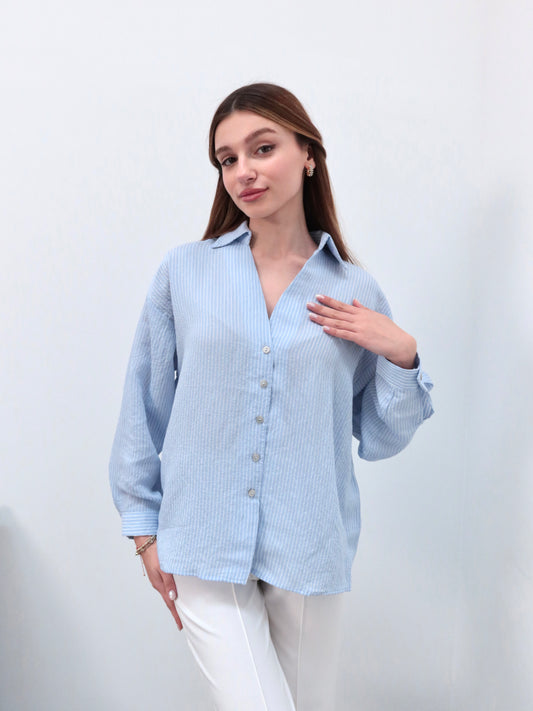 Mavi çizgili premium gömlek