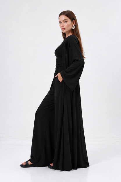 Siyah 3 parça kimono takım