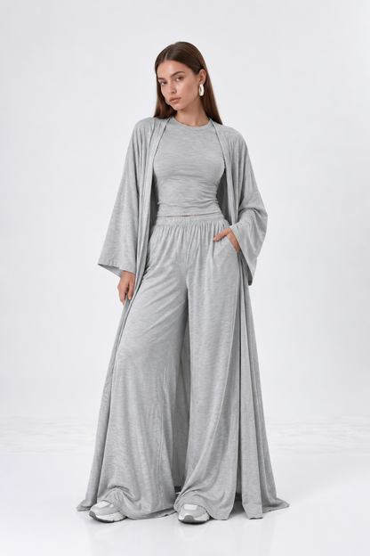 Gri 3 parça kimono takım