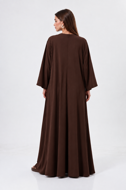Kahverengi 3 parça kimono takım