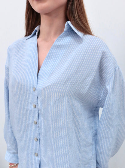 Mavi çizgili premium gömlek