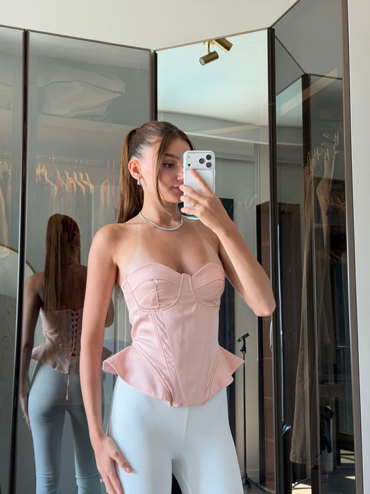 Pembe balenli korse