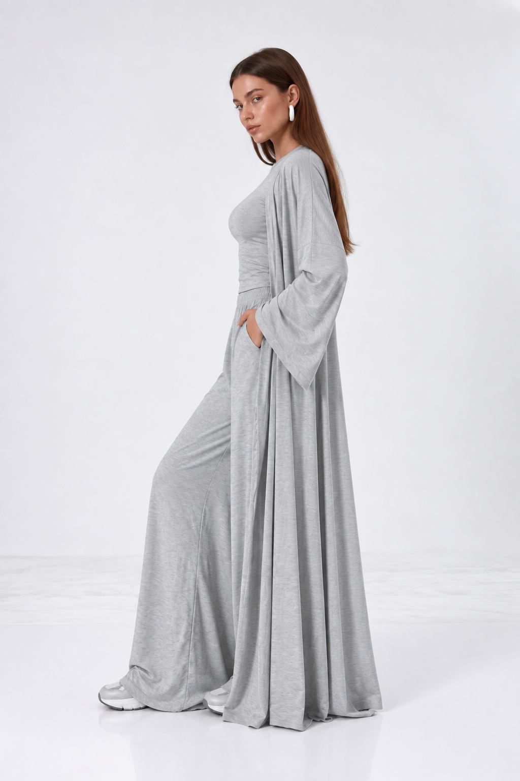 Gri 3 parça kimono takım